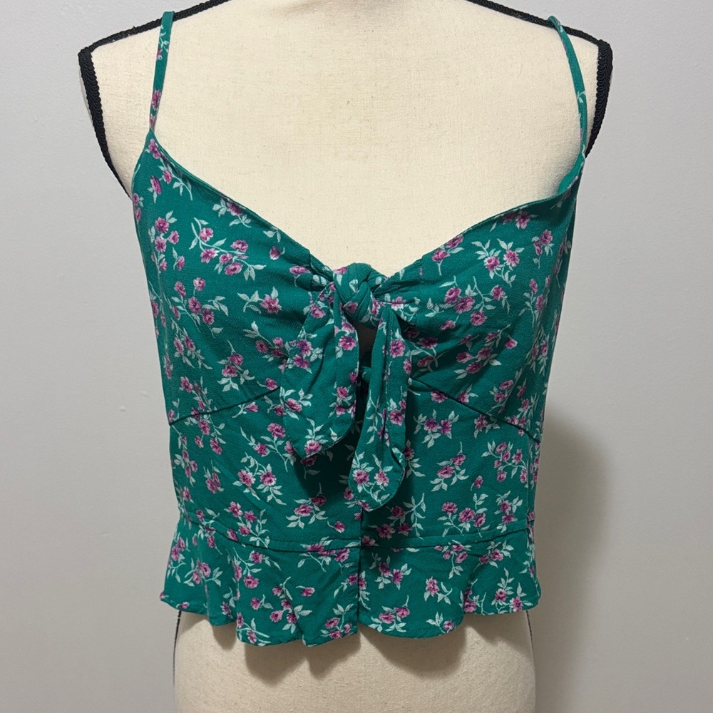 American Eagle Outfitters Teal Floral Camisole